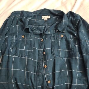 Ava & Viv Blue Checkered Button-Up Shirt